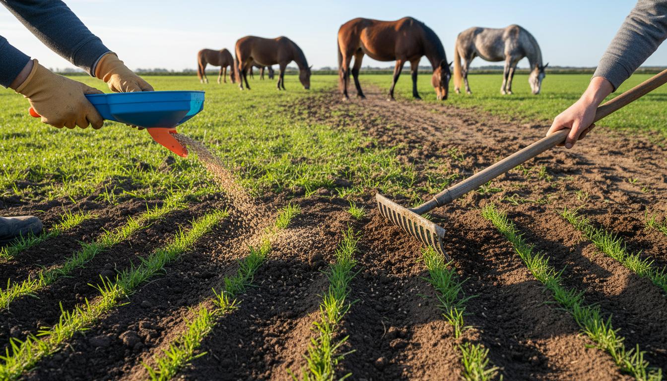 Oversåning af fold med heste